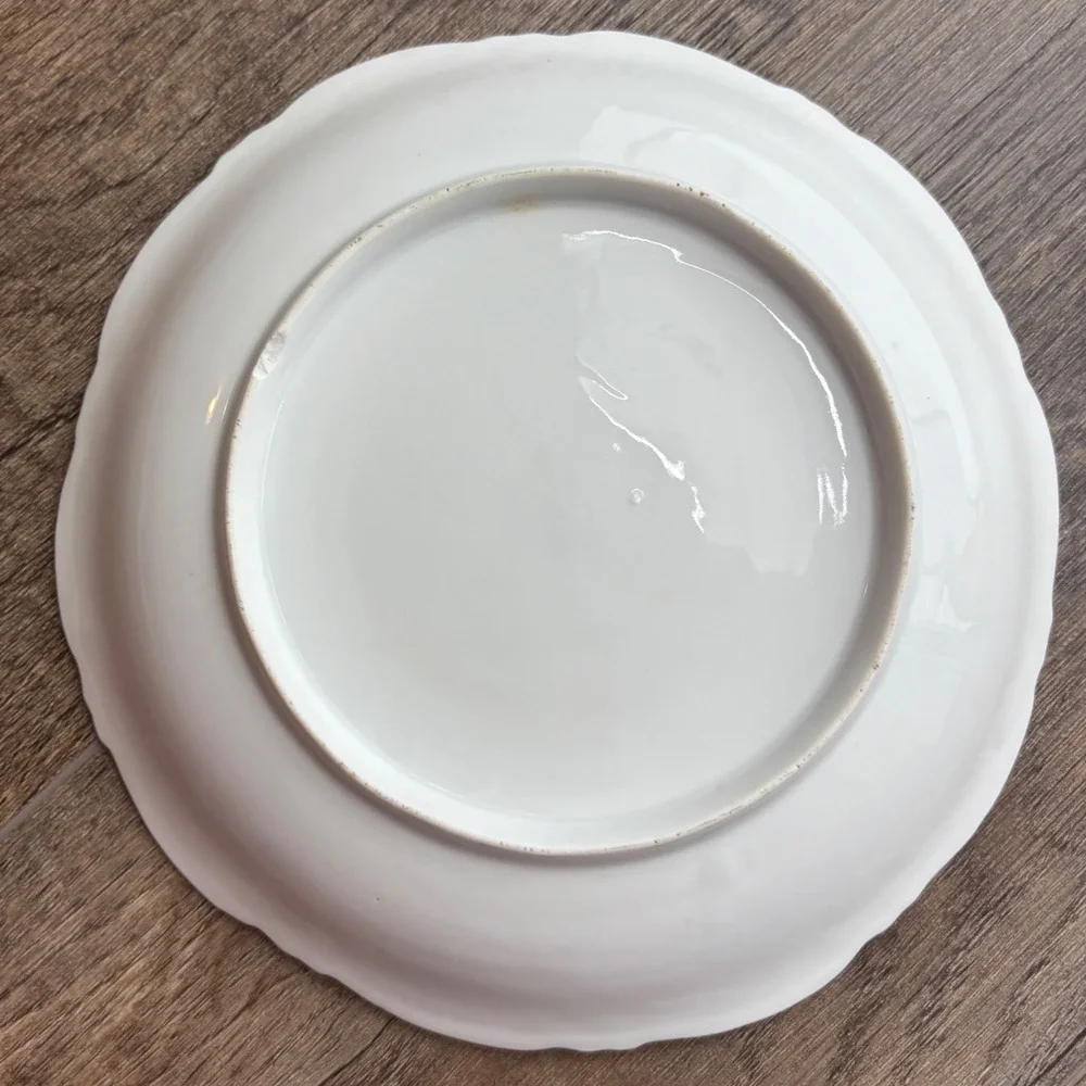 Vintage Pink Lusterware Floral Porcelain Plate‎ and Oval Platter Set 2pc, Spring